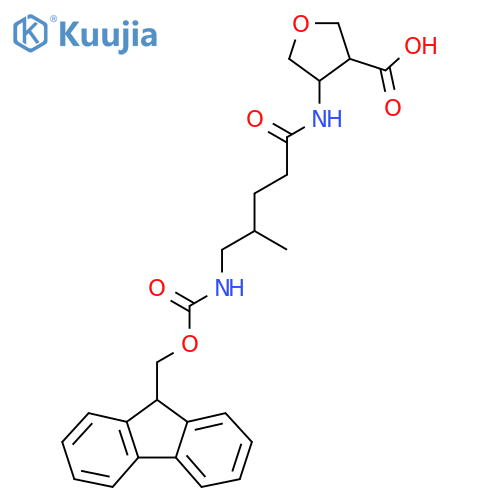 4-5-({(9H-fluoren-9-yl)methoxycarbonyl}amino)-4-methylpentanamidooxolane-3-carboxylic acid structure