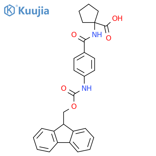 1-4-({(9H-fluoren-9-yl)methoxycarbonyl}amino)benzamidocyclopentane-1-carboxylic acid structure
