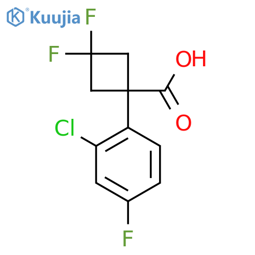 1-(2-chloro-4-fluorophenyl)-3,3-difluorocyclobutane-1-carboxylic acid structure