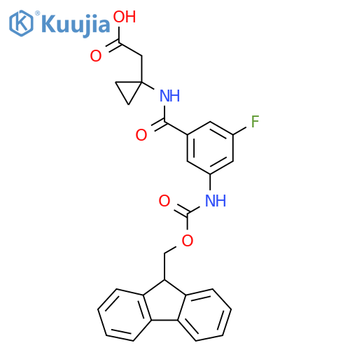2-{1-3-({(9H-fluoren-9-yl)methoxycarbonyl}amino)-5-fluorobenzamidocyclopropyl}acetic acid structure