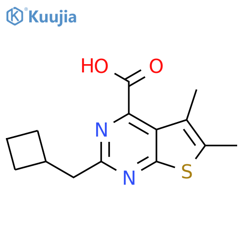 2-(cyclobutylmethyl)-5,6-dimethylthieno2,3-dpyrimidine-4-carboxylic acid structure
