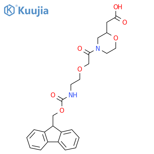 2-(4-{2-2-({(9H-fluoren-9-yl)methoxycarbonyl}amino)ethoxyacetyl}morpholin-2-yl)acetic acid structure