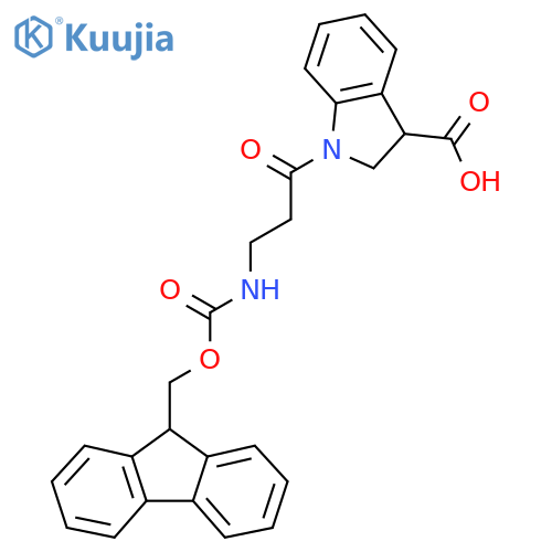1-3-({(9H-fluoren-9-yl)methoxycarbonyl}amino)propanoyl-2,3-dihydro-1H-indole-3-carboxylic acid structure