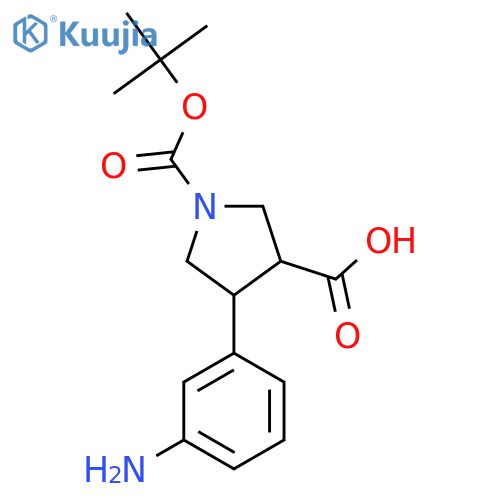 4-(3-aminophenyl)-1-(tert-butoxy)carbonylpyrrolidine-3-carboxylic acid structure