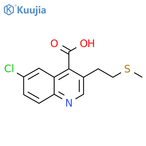 6-chloro-3-2-(methylsulfanyl)ethylquinoline-4-carboxylic acid structure