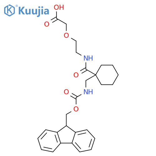 2-2-({1-({(9H-fluoren-9-yl)methoxycarbonyl}amino)methylcyclohexyl}formamido)ethoxyacetic acid structure