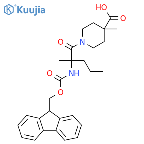 1-2-({(9H-fluoren-9-yl)methoxycarbonyl}amino)-2-methylpentanoyl-4-methylpiperidine-4-carboxylic acid structure