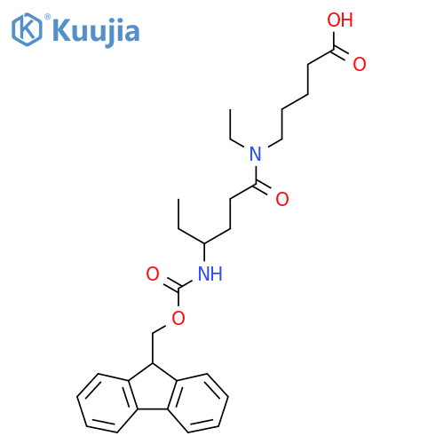 5-N-ethyl-4-({(9H-fluoren-9-yl)methoxycarbonyl}amino)hexanamidopentanoic acid structure
