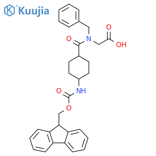 2-{N-benzyl-1-4-({(9H-fluoren-9-yl)methoxycarbonyl}amino)cyclohexylformamido}acetic acid structure
