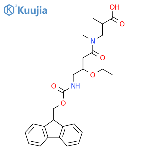 3-3-ethoxy-4-({(9H-fluoren-9-yl)methoxycarbonyl}amino)-N-methylbutanamido-2-methylpropanoic acid structure