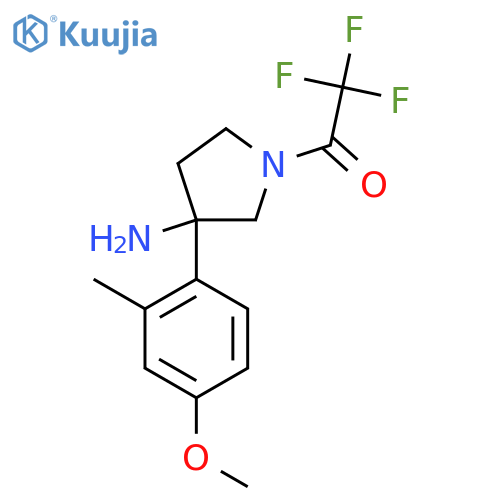 1-3-amino-3-(4-methoxy-2-methylphenyl)pyrrolidin-1-yl-2,2,2-trifluoroethan-1-one structure