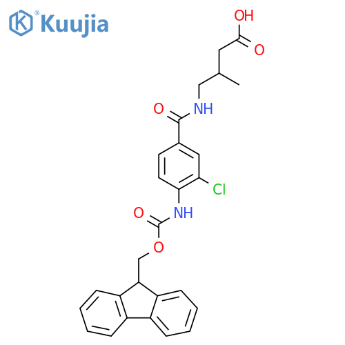 4-{3-chloro-4-({(9H-fluoren-9-yl)methoxycarbonyl}amino)phenylformamido}-3-methylbutanoic acid structure