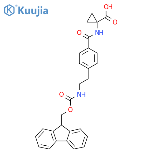 1-{4-2-({(9H-fluoren-9-yl)methoxycarbonyl}amino)ethylbenzamido}cyclopropane-1-carboxylic acid structure