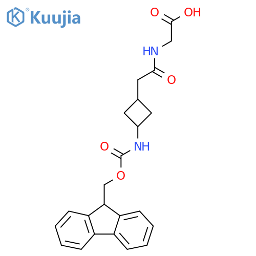 2-{2-3-({(9H-fluoren-9-yl)methoxycarbonyl}amino)cyclobutylacetamido}acetic acid structure