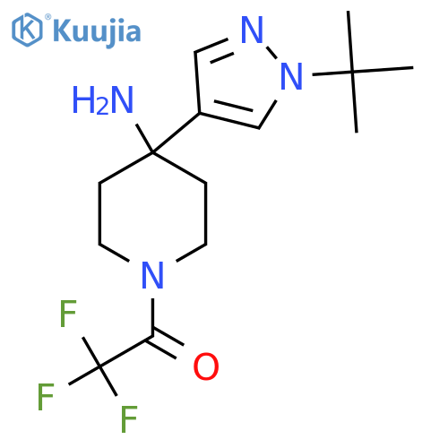 1-4-amino-4-(1-tert-butyl-1H-pyrazol-4-yl)piperidin-1-yl-2,2,2-trifluoroethan-1-one structure