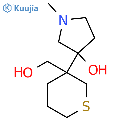 3-3-(hydroxymethyl)thian-3-yl-1-methylpyrrolidin-3-ol structure
