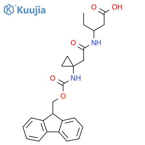 3-{2-1-({(9H-fluoren-9-yl)methoxycarbonyl}amino)cyclopropylacetamido}pentanoic acid structure