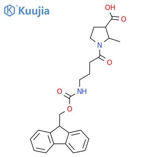 1-4-({(9H-fluoren-9-yl)methoxycarbonyl}amino)butanoyl-2-methylpyrrolidine-3-carboxylic acid structure