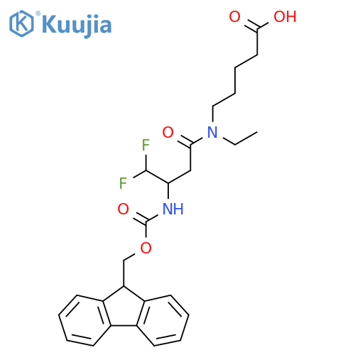 5-N-ethyl-3-({(9H-fluoren-9-yl)methoxycarbonyl}amino)-4,4-difluorobutanamidopentanoic acid structure