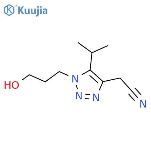 2-1-(3-hydroxypropyl)-5-(propan-2-yl)-1H-1,2,3-triazol-4-ylacetonitrile structure