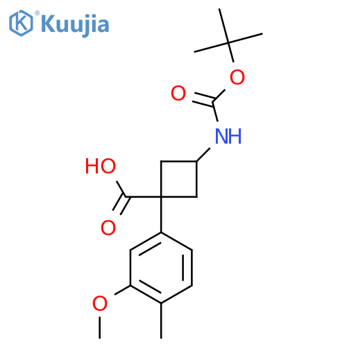 3-{(tert-butoxy)carbonylamino}-1-(3-methoxy-4-methylphenyl)cyclobutane-1-carboxylic acid structure