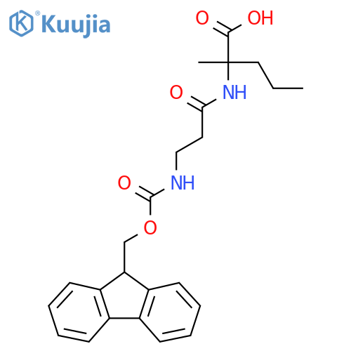 2-3-({(9H-fluoren-9-yl)methoxycarbonyl}amino)propanamido-2-methylpentanoic acid structure