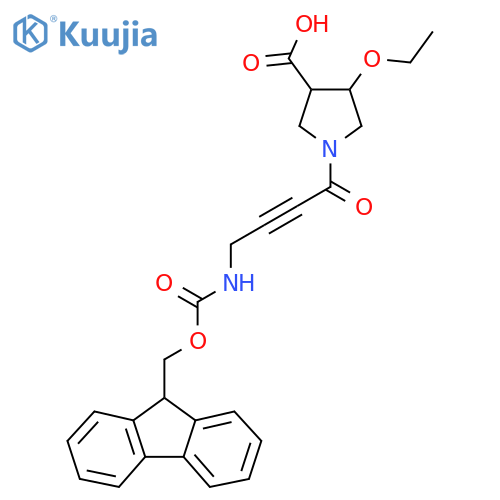 4-ethoxy-1-4-({(9H-fluoren-9-yl)methoxycarbonyl}amino)but-2-ynoylpyrrolidine-3-carboxylic acid structure