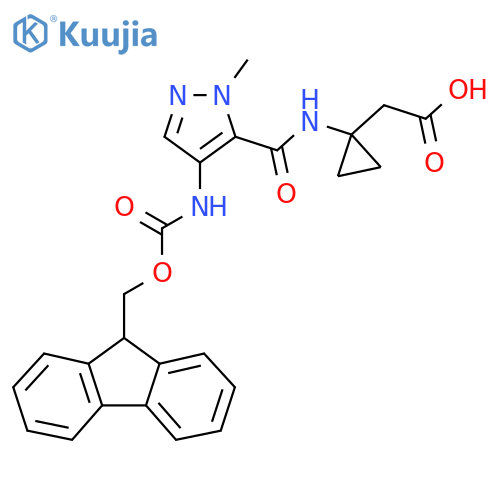 2-{1-4-({(9H-fluoren-9-yl)methoxycarbonyl}amino)-1-methyl-1H-pyrazole-5-amidocyclopropyl}acetic acid structure