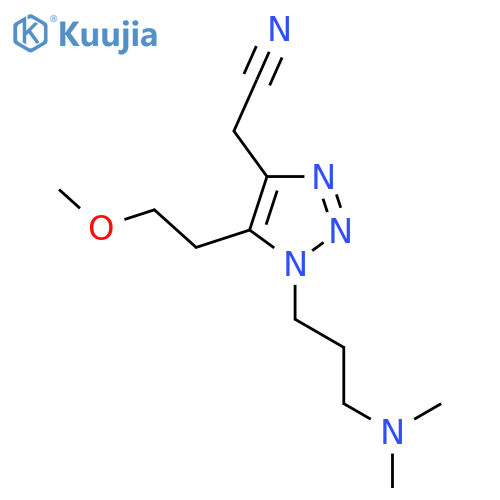 2-{1-3-(dimethylamino)propyl-5-(2-methoxyethyl)-1H-1,2,3-triazol-4-yl}acetonitrile structure