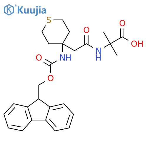 2-{2-4-({(9H-fluoren-9-yl)methoxycarbonyl}amino)thian-4-ylacetamido}-2-methylpropanoic acid structure