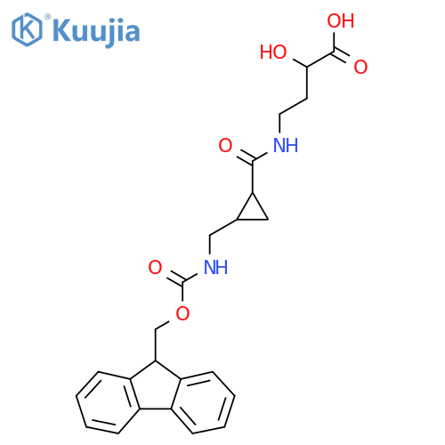 4-({2-({(9H-fluoren-9-yl)methoxycarbonyl}amino)methylcyclopropyl}formamido)-2-hydroxybutanoic acid structure