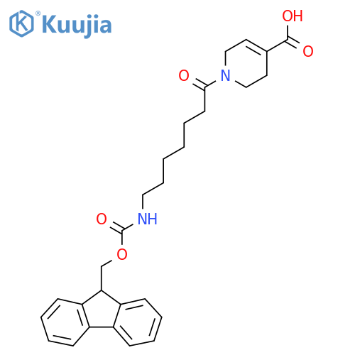 1-7-({(9H-fluoren-9-yl)methoxycarbonyl}amino)heptanoyl-1,2,3,6-tetrahydropyridine-4-carboxylic acid structure