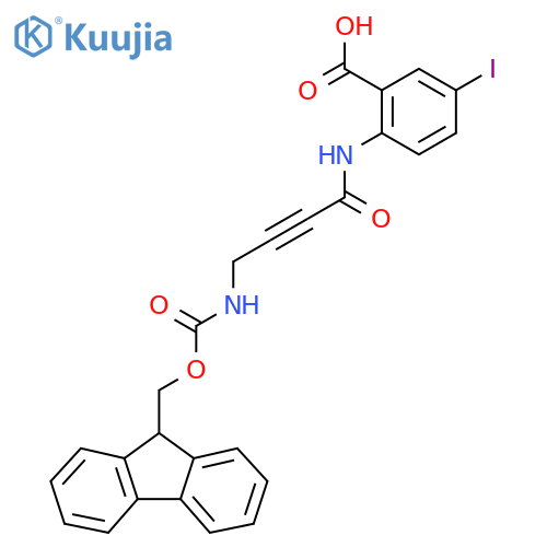 2-4-({(9H-fluoren-9-yl)methoxycarbonyl}amino)but-2-ynamido-5-iodobenzoic acid structure