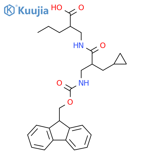 2-{2-(cyclopropylmethyl)-3-({(9H-fluoren-9-yl)methoxycarbonyl}amino)propanamidomethyl}pentanoic acid structure