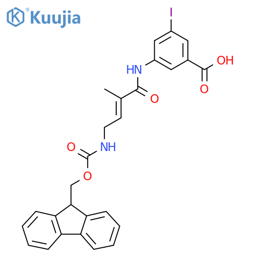 3-4-({(9H-fluoren-9-yl)methoxycarbonyl}amino)-2-methylbut-2-enamido-5-iodobenzoic acid structure