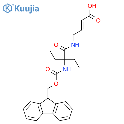 4-2-ethyl-2-({(9H-fluoren-9-yl)methoxycarbonyl}amino)butanamidobut-2-enoic acid structure