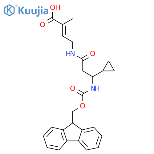 4-3-cyclopropyl-3-({(9H-fluoren-9-yl)methoxycarbonyl}amino)propanamido-2-methylbut-2-enoic acid structure
