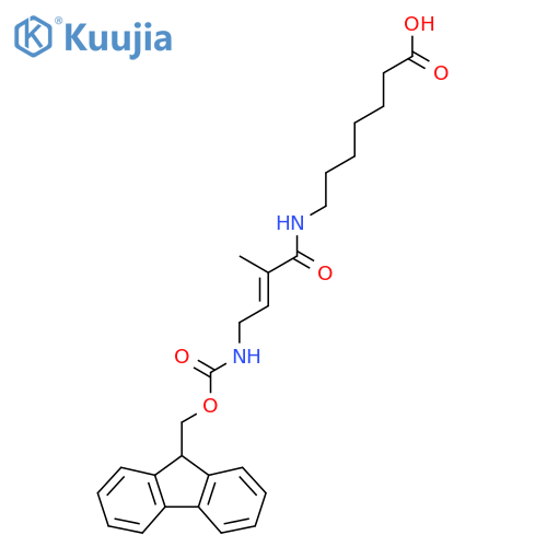 7-4-({(9H-fluoren-9-yl)methoxycarbonyl}amino)-2-methylbut-2-enamidoheptanoic acid structure