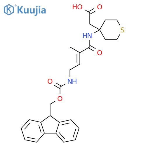 2-{4-4-({(9H-fluoren-9-yl)methoxycarbonyl}amino)-2-methylbut-2-enamidothian-4-yl}acetic acid structure