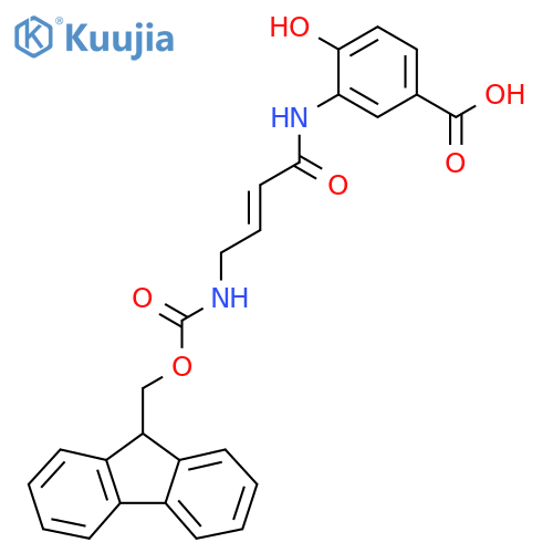 3-4-({(9H-fluoren-9-yl)methoxycarbonyl}amino)but-2-enamido-4-hydroxybenzoic acid structure