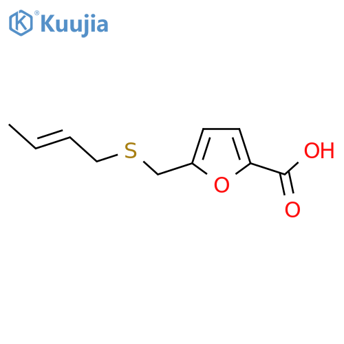 5-(but-2-en-1-ylsulfanyl)methylfuran-2-carboxylic acid structure