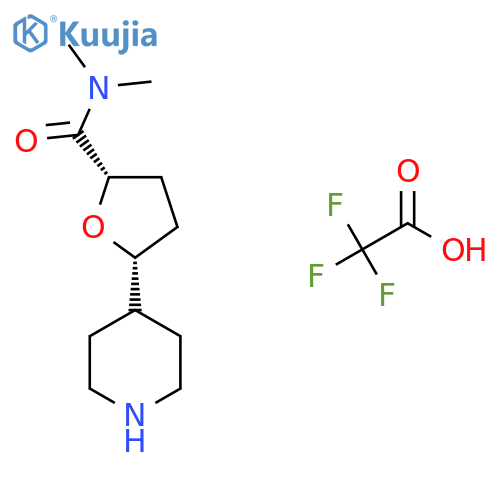 rac-(2R,5S)-N,N-dimethyl-5-(piperidin-4-yl)oxolane-2-carboxamide, trifluoroacetic acid structure