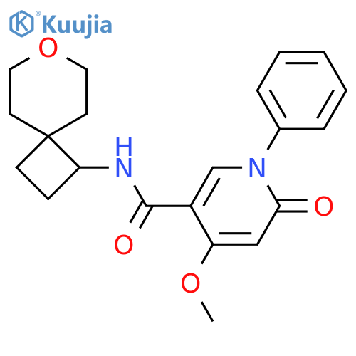 4-methoxy-N-{7-oxaspiro[3.5]nonan-1-yl}-6-oxo-1-phenyl-1,6-dihydropyridine-3-carboxamide structure
