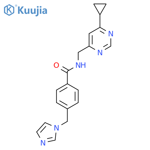 N-[(6-cyclopropylpyrimidin-4-yl)methyl]-4-[(1H-imidazol-1-yl)methyl]benzamide structure