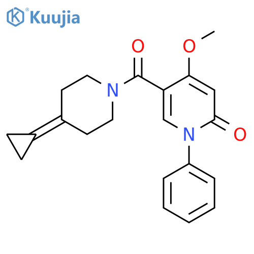 5-(4-cyclopropylidenepiperidine-1-carbonyl)-4-methoxy-1-phenyl-1,2-dihydropyridin-2-one structure