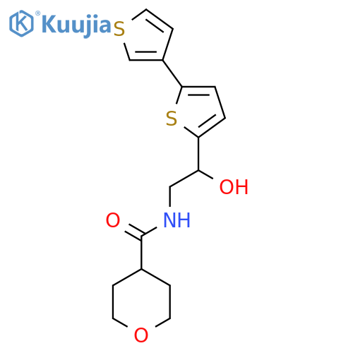 N-(2-{[2,3'-bithiophene]-5-yl}-2-hydroxyethyl)oxane-4-carboxamide structure