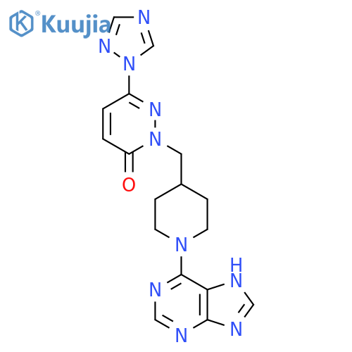 2-{[1-(9H-purin-6-yl)piperidin-4-yl]methyl}-6-(1H-1,2,4-triazol-1-yl)-2,3-dihydropyridazin-3-one structure