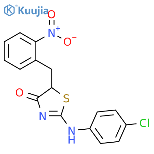 (2E)-2-(4-chlorophenyl)imino-5-(2-nitrophenyl)methyl-1,3-thiazolidin-4-one structure