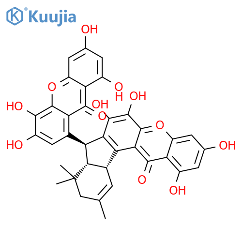Indeno[1,2-a]xanthen-13(8H)-one,8a,9,10,12a-tetrahydro-1,3,6,7-tetrahydroxy-9,9,11-trimethyl-8-(3,4,6,8-tetrahydroxy-9-oxo-9H-xanthen-1-yl)-,(8R,8aR,12aS)-rel-(+)- structure