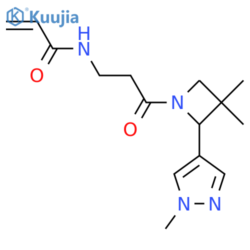 N-[3-[3,3-Dimethyl-2-(1-methylpyrazol-4-yl)azetidin-1-yl]-3-oxopropyl]prop-2-enamide structure